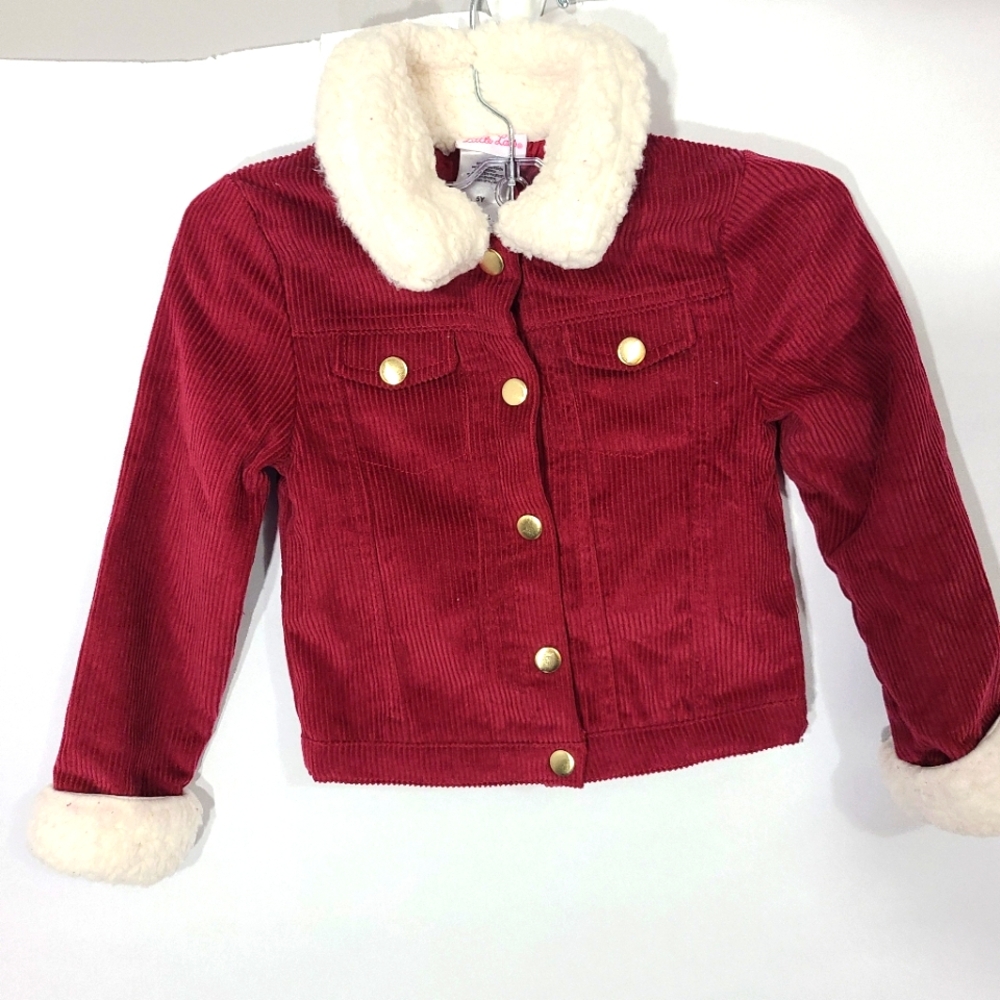 Little Lass Girls Size 5Y‎ Burgandy and White Jacket